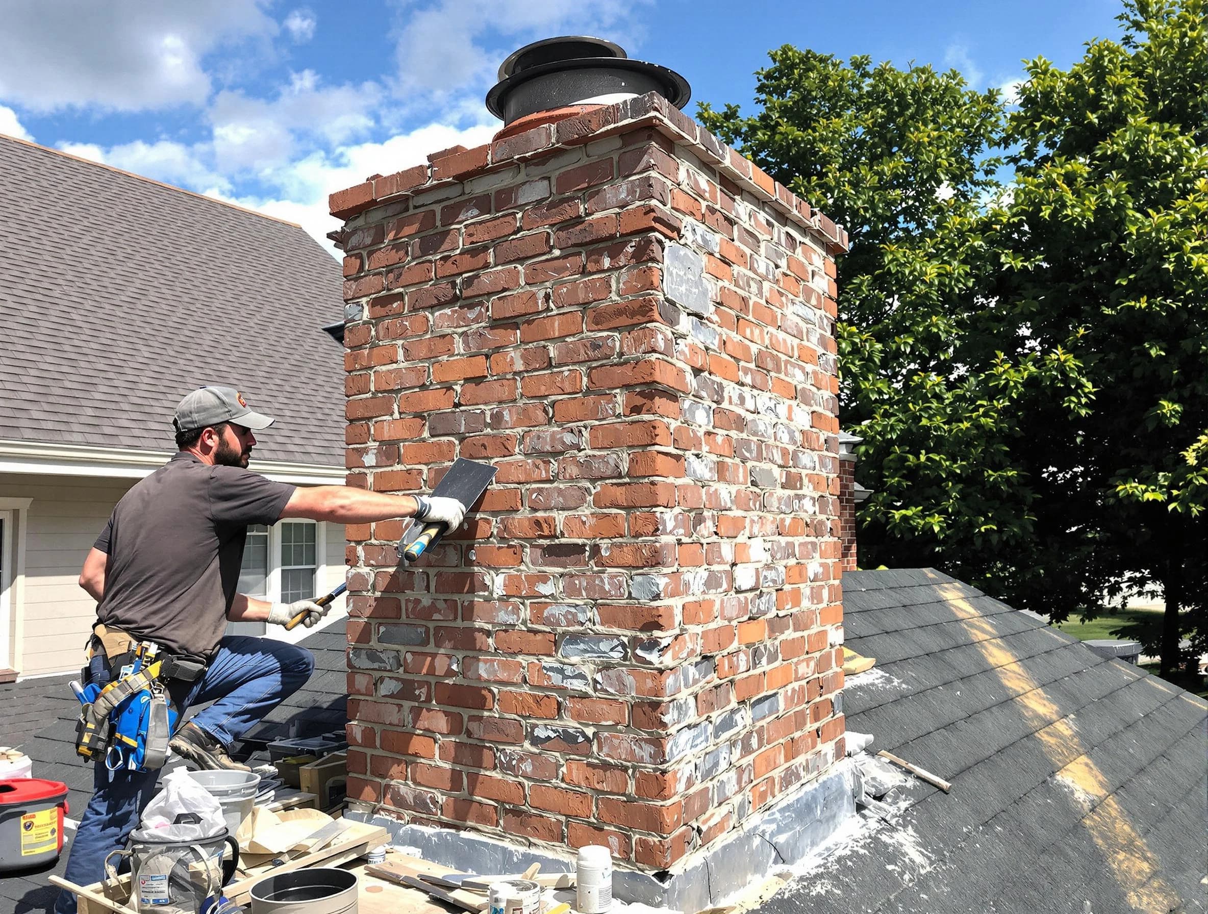 Completed chimney rebuild by Fitchburg Chimney Sweep in Fitchburg, MA