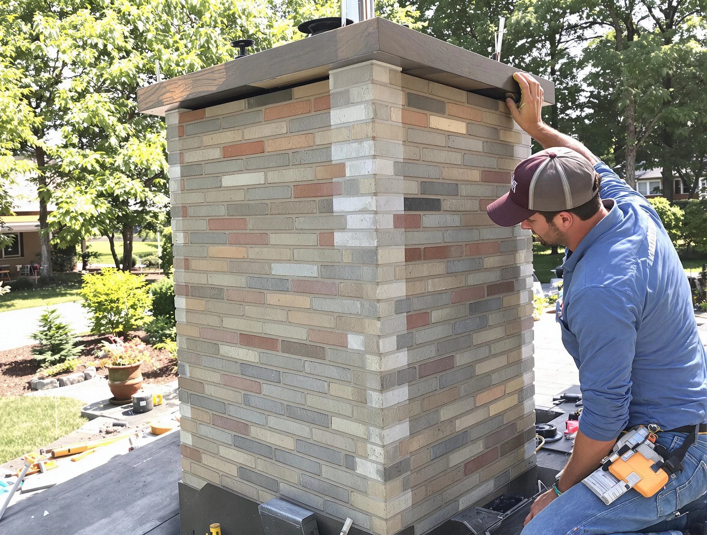 Fitchburg Chimney Sweep completing a modern chimney remodel in Fitchburg, MA