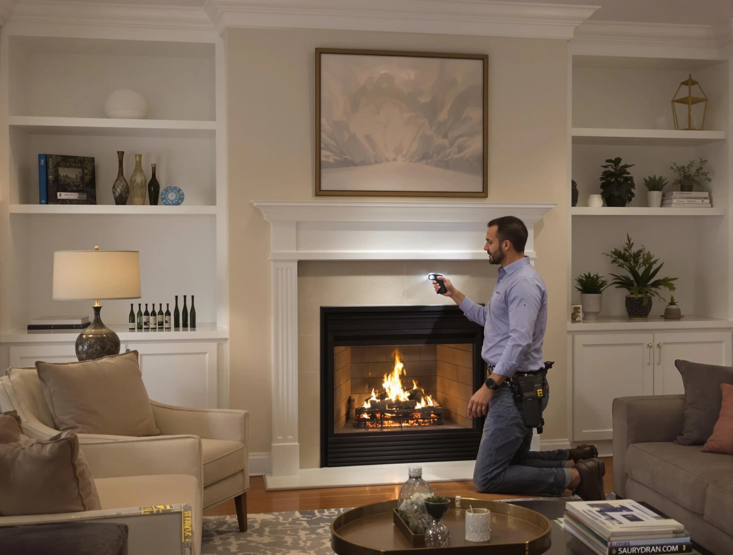 Fitchburg Chimney Sweep conducting a fireplace safety inspection in Fitchburg, MA