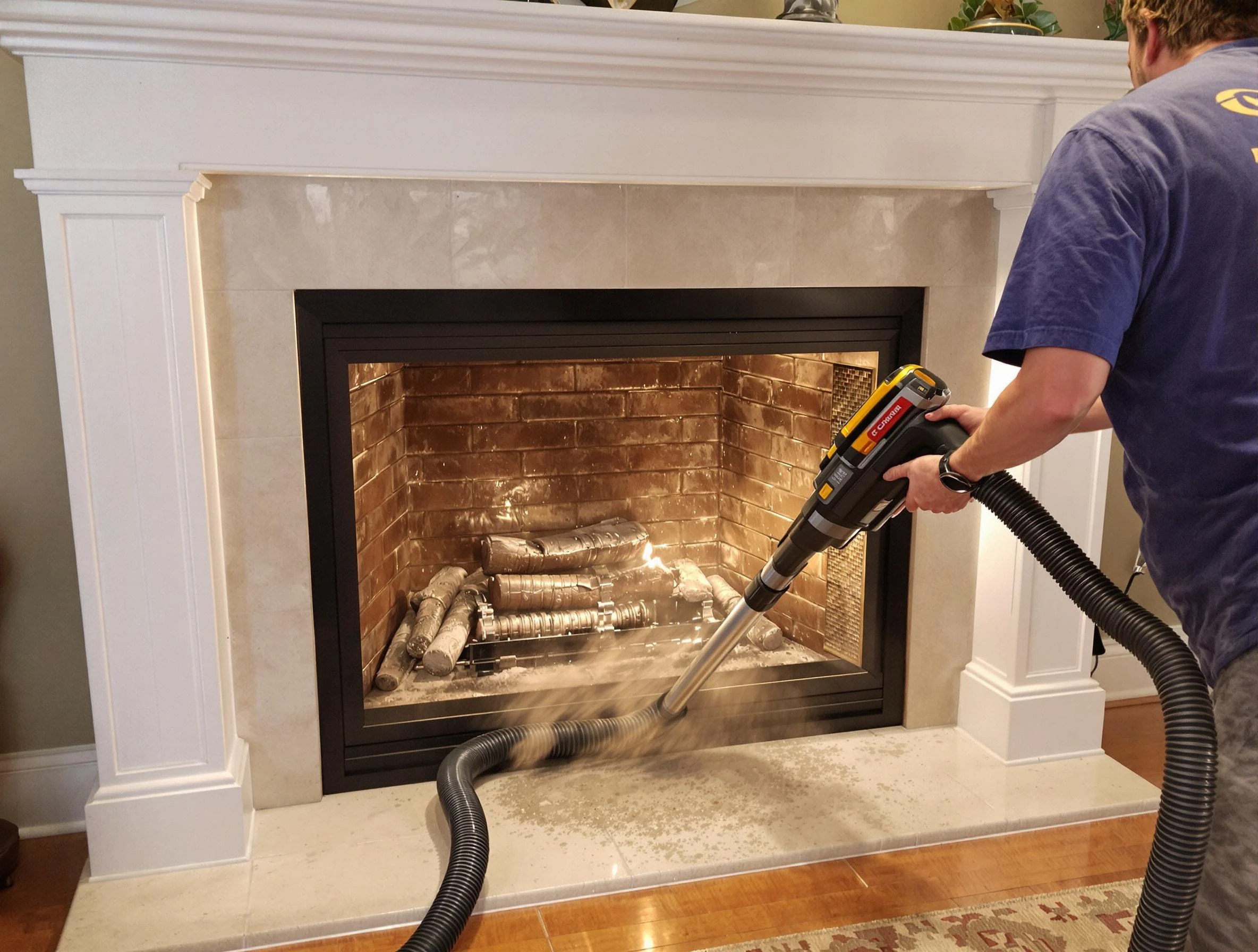 Fireplace cleaning performed by Fitchburg Chimney Sweep in Fitchburg, MA