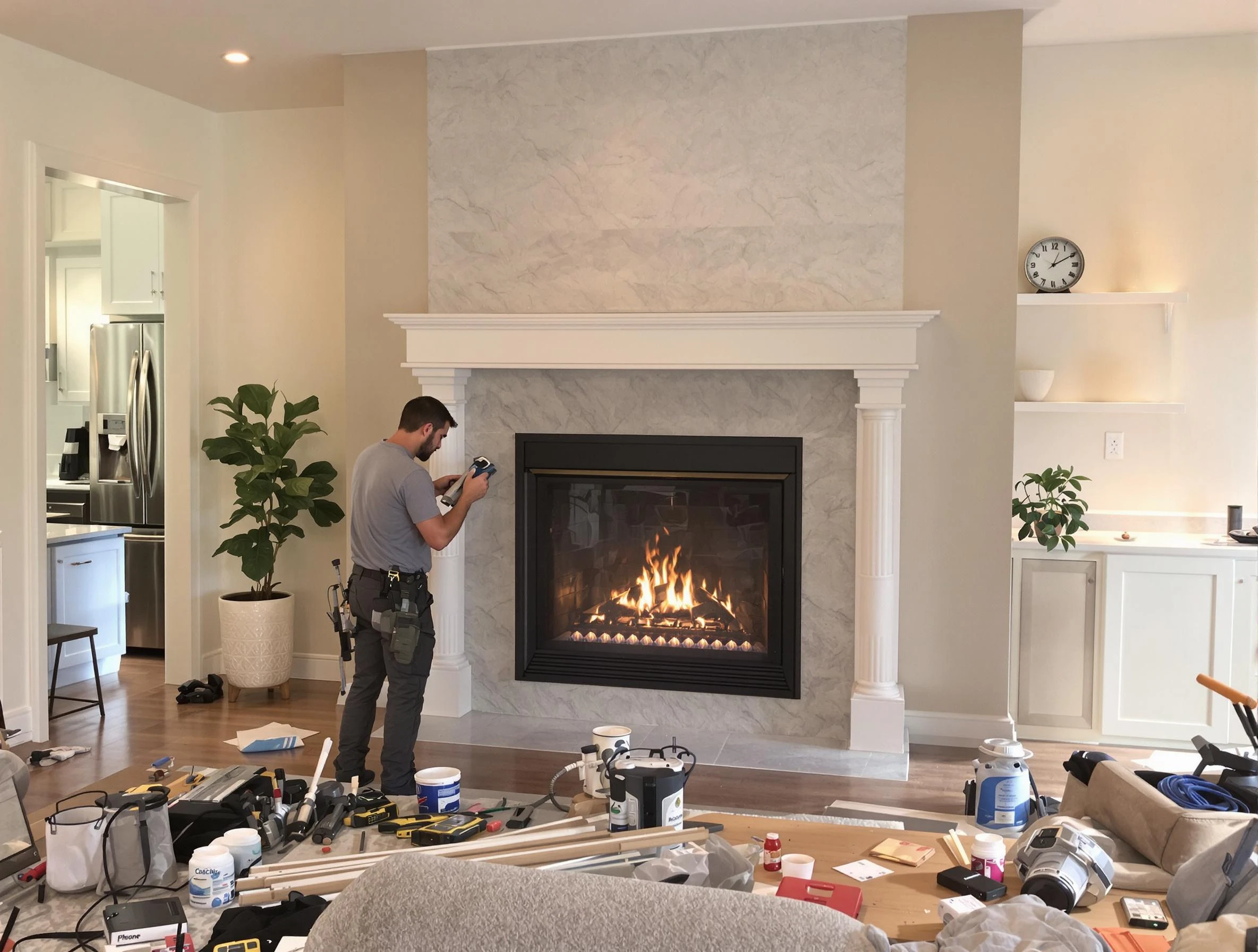 Newly installed fireplace by Fitchburg Chimney Sweep in Fitchburg, MA