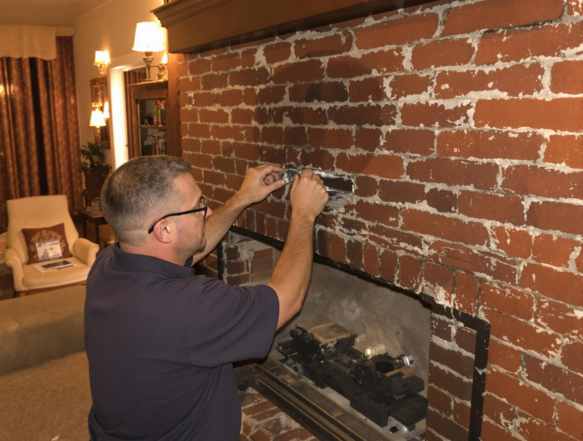 Fitchburg Chimney Sweep expert fixing a fireplace in Fitchburg, MA
